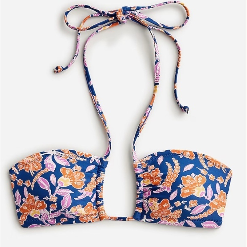 J. Crew Square Halter Bikini Top Floral Painted Block Print Women’s Plus 2X NWT - Picture 1 of 13